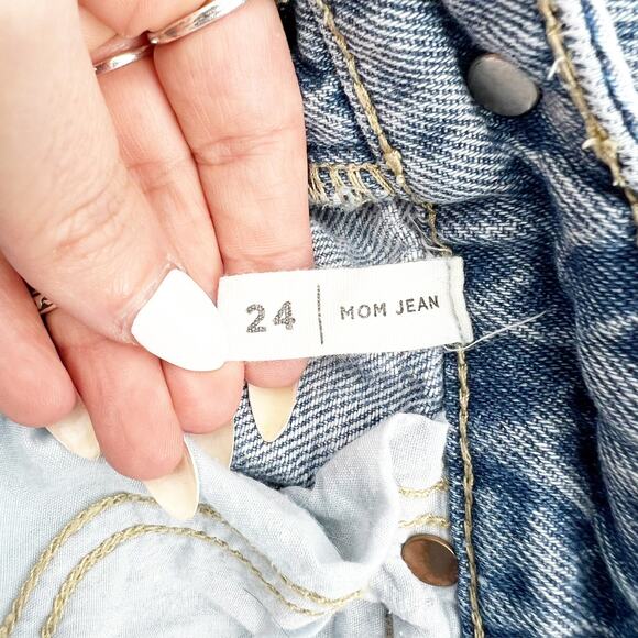 Pacsun Blue Denim Distressed Mom Jeans 24 - Picture 4 of 4